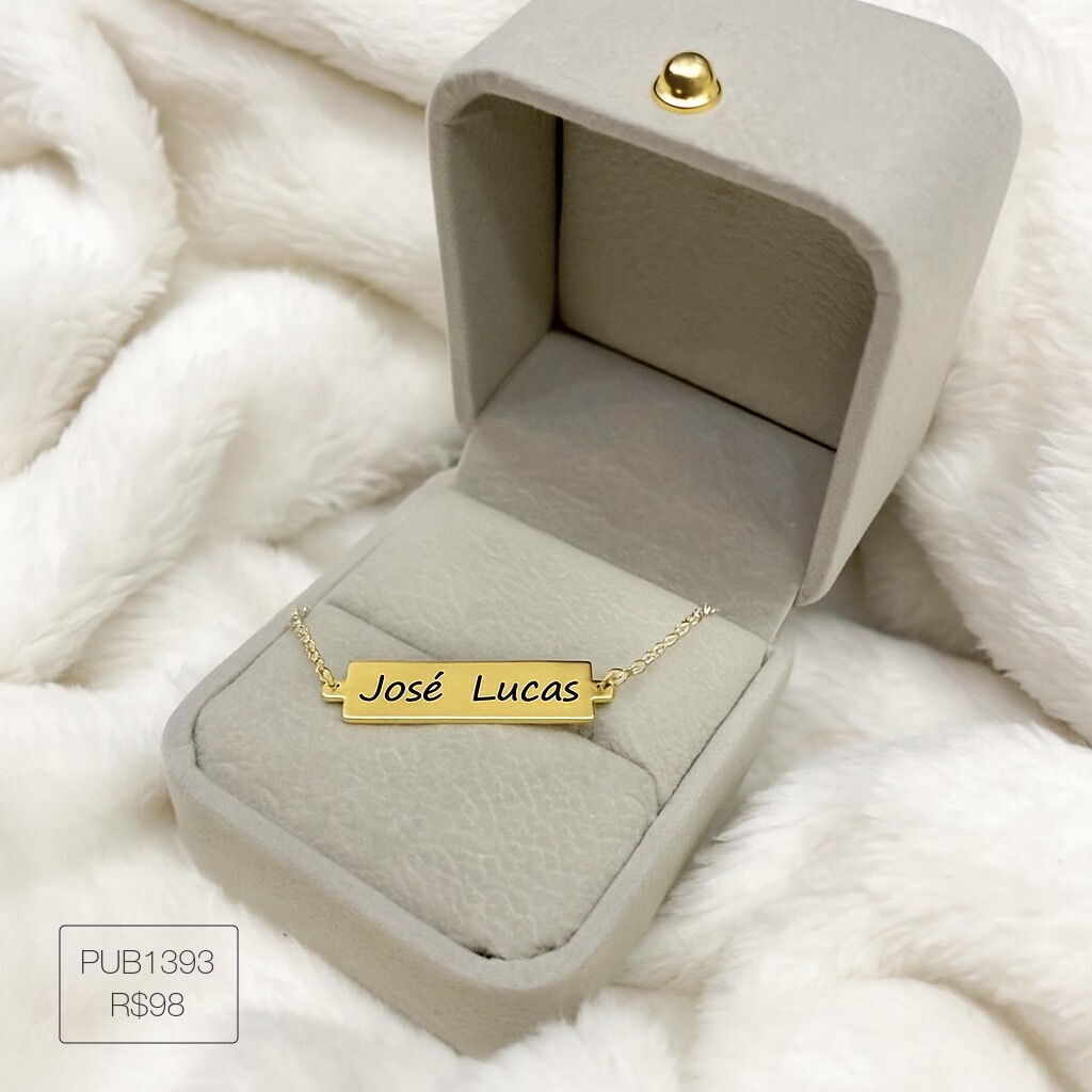 Pulseira Infantil de Plaquinha 2,5 x 0,7 Liso Dourado